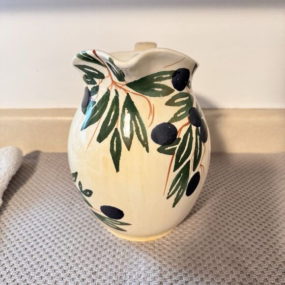 Vintage La Ceramica V.B.C Ceramic Pottery Pitcher 6770 Made In Italy 7 5/8” Tall - Picture 2 of 10
